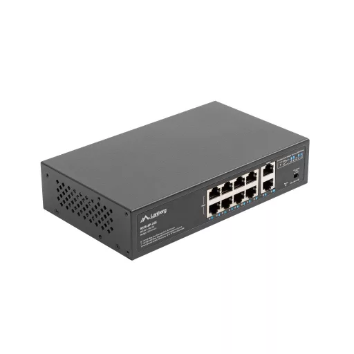 Lanberg RSFE-8P-2GE-120 hálózati kapcsoló Beállítást nem igénylő (unmanaged) Gigabit Ethernet (10/100/1000) Ethernet-áramellátás (PoE) támogatása 1U Fekete
