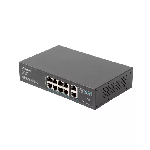 Lanberg RSFE-8P-2GE-120 hálózati kapcsoló Beállítást nem igénylő (unmanaged) Gigabit Ethernet (10/100/1000) Ethernet-áramellátás (PoE) támogatása 1U Fekete