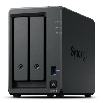   Synology DiskStation DS725+ tárolószerver NAS Ryzen Embedded R1600 4 GB DDR4 0 TB Fekete