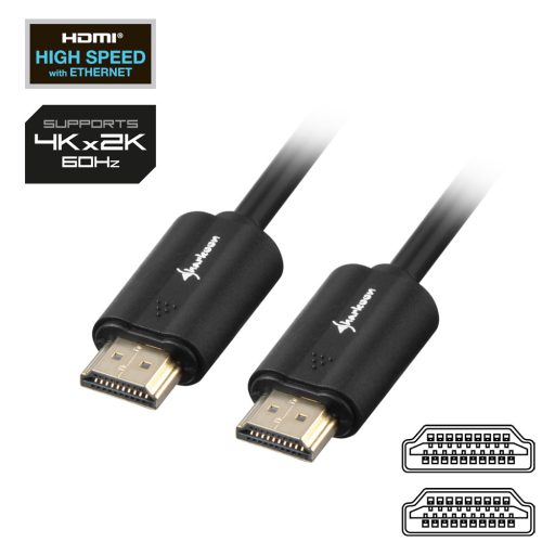 Sharkoon HDMI/HDMI 4K, 3m HDMI kábel HDMI A-típus (Standard) Fekete