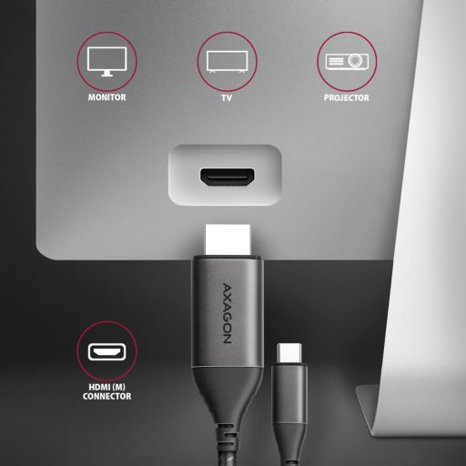 Axagon RVC-HI2MC video átalakító kábel 1,8 M USB C-típus HDMI Fekete