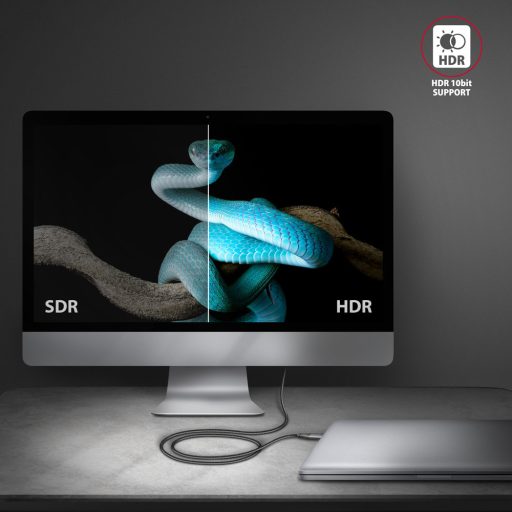 Axagon RVC-HI2MC video átalakító kábel 1,8 M USB C-típus HDMI Fekete