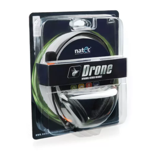 NATEC Drone Headset Vezetékes Fejpánt Hívás/zene Fekete, Narancssárga