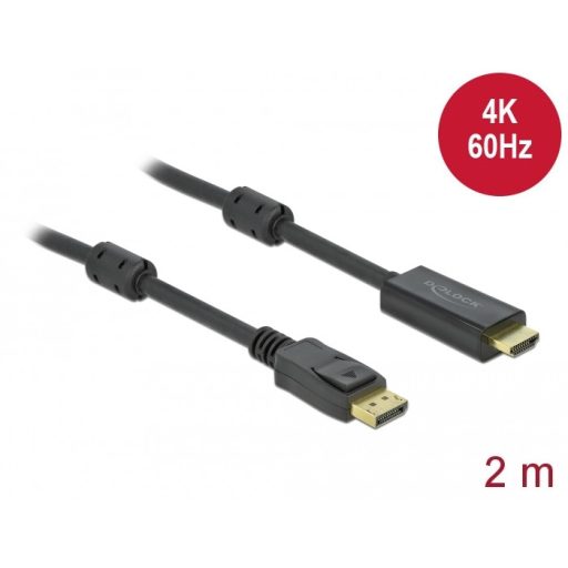 DeLOCK 85956 video átalakító kábel 2 M HDMI A-típus (Standard) DisplayPort Fekete