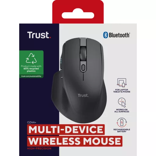 Trust Ozaa+ egér Irodai Jobbkezes RF vezeték nélküli + Bluetooth Optikai 3200 DPI