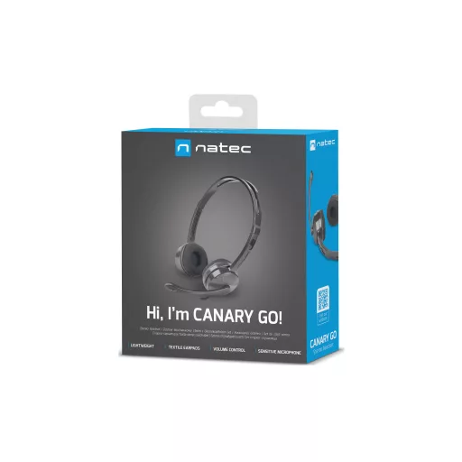 NATEC Canary Go Headset Vezetékes Fejpánt Iroda/telefonos ügyfélközpont Fekete