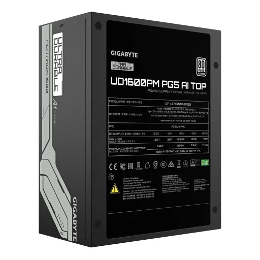 GIGABYTE UD1600PM PG5 AI TOP 1600 W 20+4 pin ATX ATX Fekete