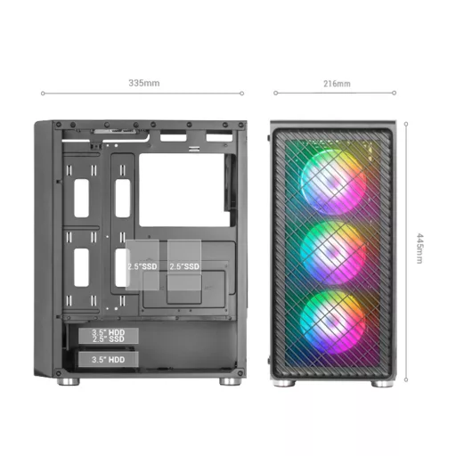 Mars Gaming MCF Midi Tower Fekete