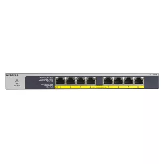   NETGEAR GS108LP Beállítást nem igénylő (unmanaged) Gigabit Ethernet (10/100/1000) Ethernet-áramellátás (PoE) támogatása 1U Fekete, Szürke