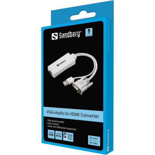 Sandberg 508-78 video átalakító kábel VGA (D-Sub) + USB Fehér