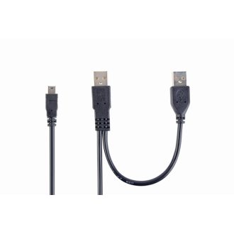   Gembird 0.9m 2x USB 2.0 A/mini-B M USB kábel 0,9 M Micro-USB A Mini-USB B Fekete