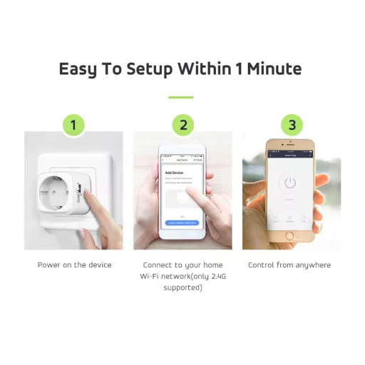 GreenBlue WiFi remote controlled socket, Android/iOS/Alexa/Google Home, energy cons. Energy, timer, max 3680W, type F, GB720 F