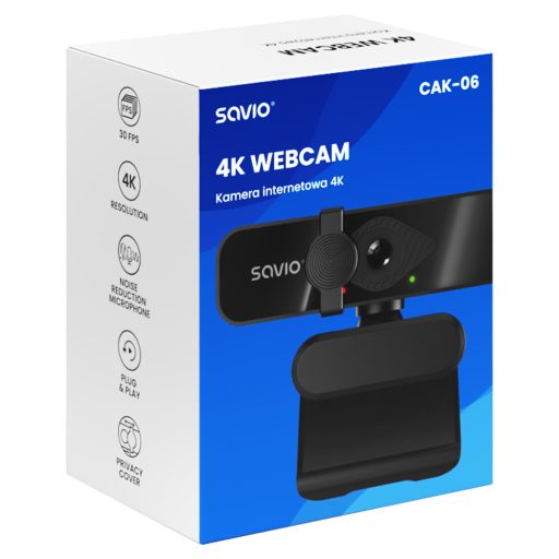 Savio CAK-06 webkamera 3840 x 2160 pixelek USB Fekete