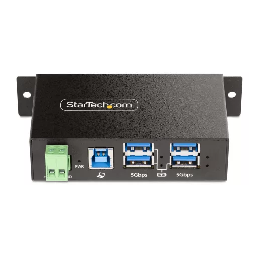 StarTech.com 5G4AINDRM-USB-A-HUB hálózati csatlakozó USB 3.2 Gen 1 (3.1 Gen 1) Type-B 5000 Mbit/s Fekete