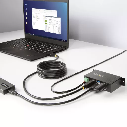 StarTech.com 5G4AINDRM-USB-A-HUB hálózati csatlakozó USB 3.2 Gen 1 (3.1 Gen 1) Type-B 5000 Mbit/s Fekete