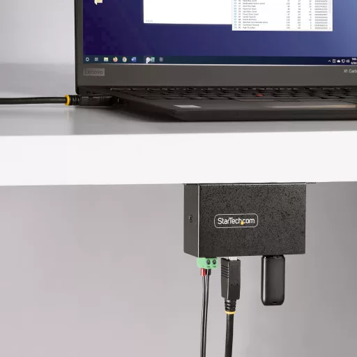 StarTech.com 5G4AINDRM-USB-A-HUB hálózati csatlakozó USB 3.2 Gen 1 (3.1 Gen 1) Type-B 5000 Mbit/s Fekete