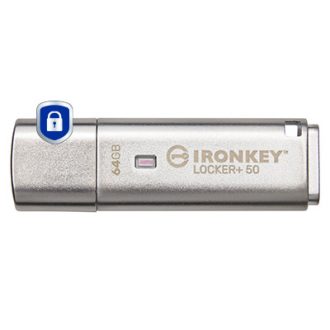   Kingston Technology IronKey Locker+ 50 USB flash meghajtó 64 GB USB A típus 3.2 Gen 1 (3.1 Gen 1) Ezüst