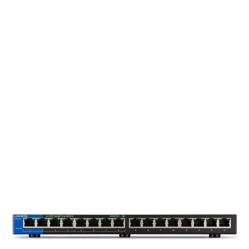Linksys LGS116P Beállítást nem igénylő (unmanaged) L2 Gigabit Ethernet (10/100/1000) Ethernet-áramellátás (PoE) támogatása Fekete