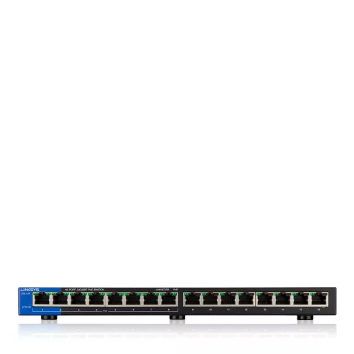 Linksys LGS116P Beállítást nem igénylő (unmanaged) L2 Gigabit Ethernet (10/100/1000) Ethernet-áramellátás (PoE) támogatása Fekete