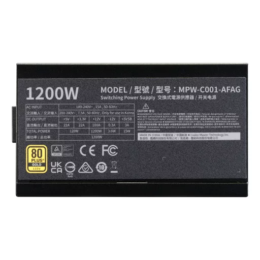 Cooler Master Elite Gold 1200 1200 W 24-pin ATX ATX Fekete