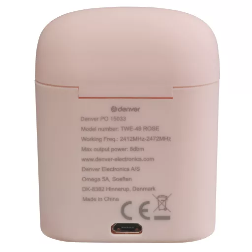 Denver TWE-46ROSE fejhallgató és headset Vezeték nélküli Hallójárati Zene Bluetooth Rózsa