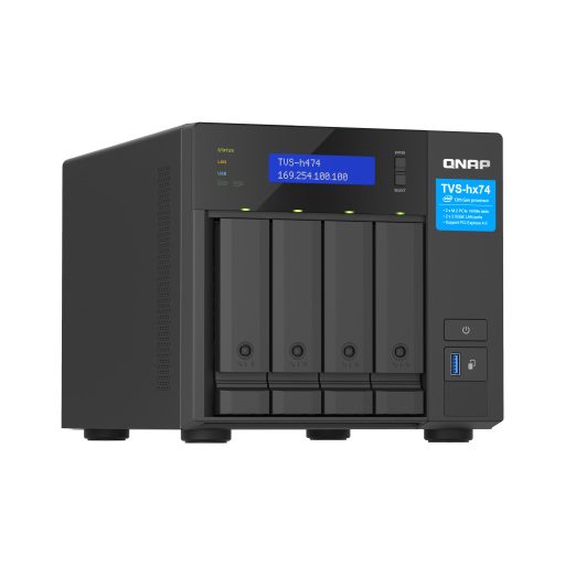 QNAP TVS-H474 NAS Tower Intel® Pentium® G7400 8 GB DDR4 0 TB QuTS hero Fekete