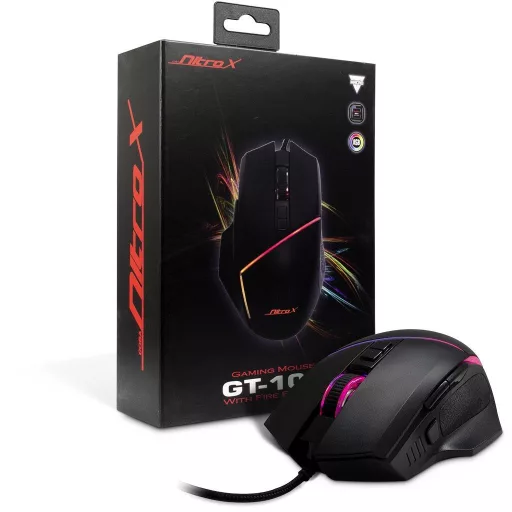 Inter-Tech GT-100 RGB egér Játék Jobbkezes USB A típus Optikai 6400 DPI