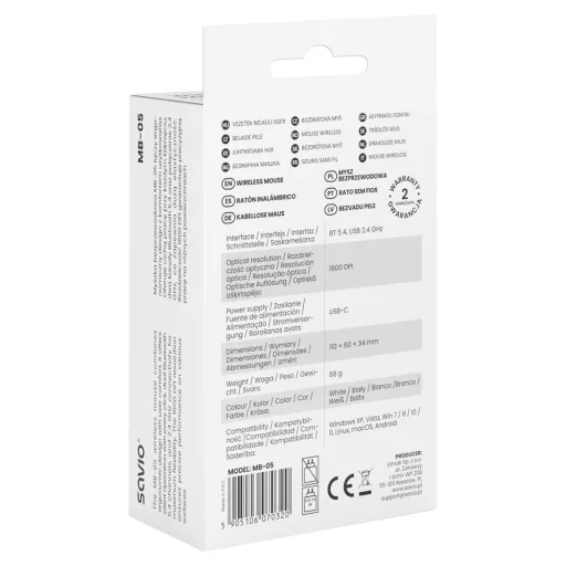 Savio MB-05 egér Univerzális Kétkezes Bluetooth 1600 DPI