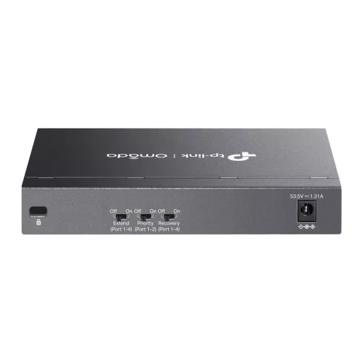 TP-Link Omada DS106P hálózati kapcsoló Beállítást nem igénylő (unmanaged) Fast Ethernet (10/100) Ethernet-áramellátás (PoE) támogatása Fekete