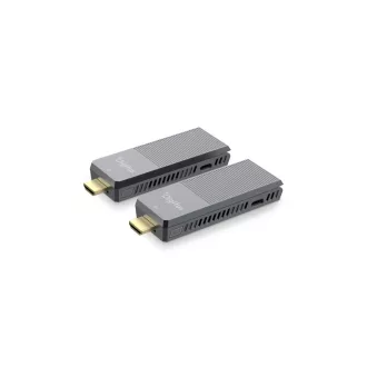   Digitus DS-55359 audió/videó jeltovábbító AV adó- és vevőegység Fekete, Szürke