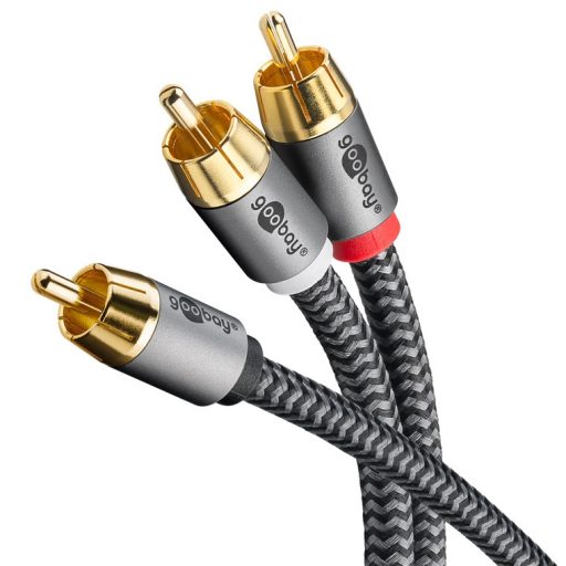 Goobay 65301 audio kábel 3 M 2 x RCA RCA Fekete, Ezüst