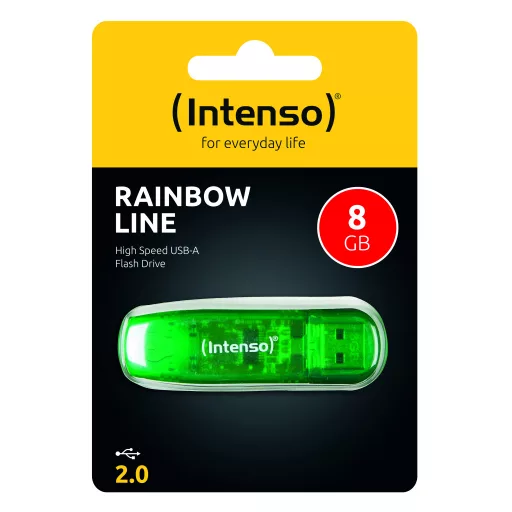 Intenso Rainbow Line USB flash meghajtó 8 GB USB A típus 2.0 Zöld