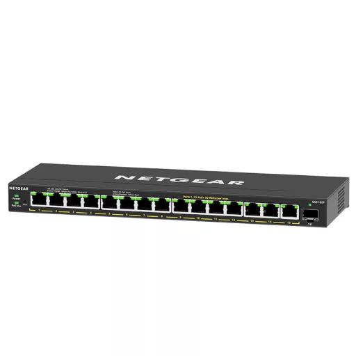 NETGEAR GS316EP-100PES hálózati kapcsoló Vezérelt Gigabit Ethernet (10/100/1000) Ethernet-áramellátás (PoE) támogatása Fekete