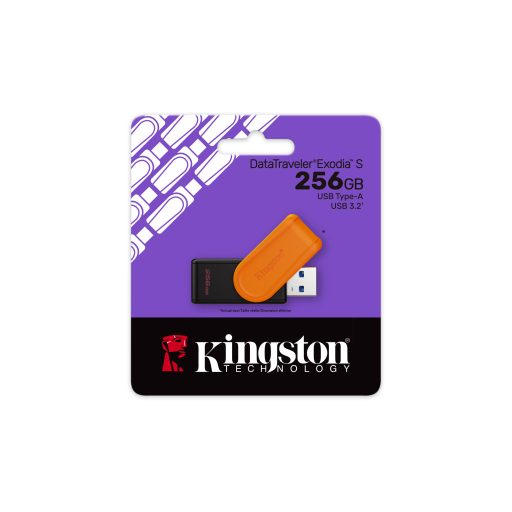 Kingston Technology DataTraveler Exodia S USB flash meghajtó 256 GB USB A típus 3.2 Gen 1 (3.1 Gen 1) Fekete, Narancssárga