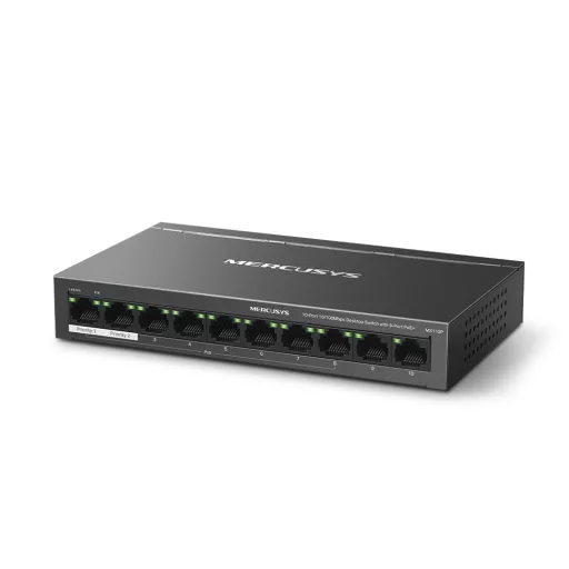 Mercusys MS110P hálózati kapcsoló Vezérelt Fast Ethernet (10/100) Ethernet-áramellátás (PoE) támogatása Fekete