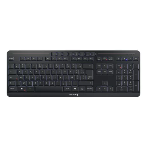 CHERRY Stream desktop ultimate billentyűzet Egér mellékelve Otthoni/irodai USB + RF Wireless + Bluetooth AZERTY Francia Fekete
