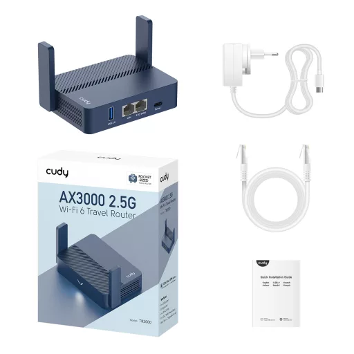 Cudy AX3000 vezetéknélküli router Gigabit Ethernet Kék