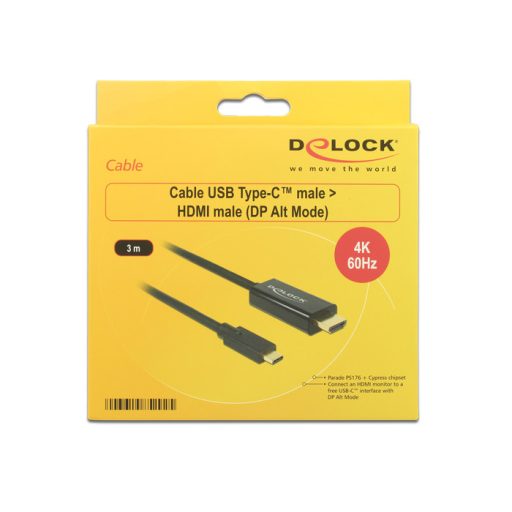 DeLOCK 85292 video átalakító kábel 3 M USB C-típus HDMI Fekete