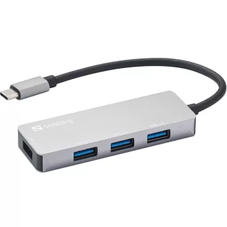   Sandberg 336-32 hálózati csatlakozó USB 3.2 Gen 1 (3.1 Gen 1) Type-C 5000 Mbit/s Szürke