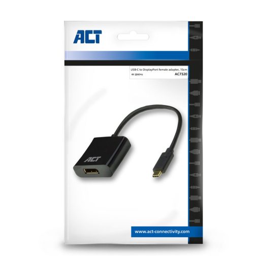 ACT AC7320 video átalakító kábel 0,15 M USB C-típus DisplayPort Fekete