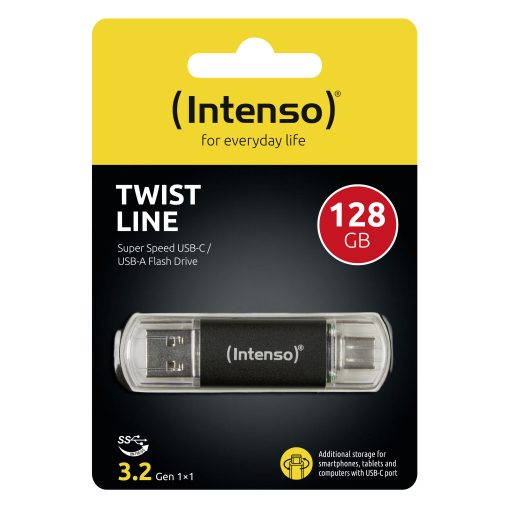 Intenso Twist Line USB flash meghajtó 128 GB USB Type-A / USB Type-C 3.2 Gen 1 (3.1 Gen 1) Antracit