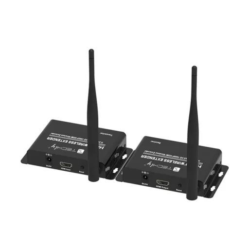 Techly IDATA HDMI-WL55 audió/videó jeltovábbító AV adó- és vevőegység Fekete