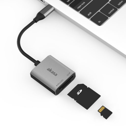 Akasa AK-CR-10BK kártyaolvasó USB 3.2 Gen 2 (3.1 Gen 2) Type-C Fekete, Ezüst