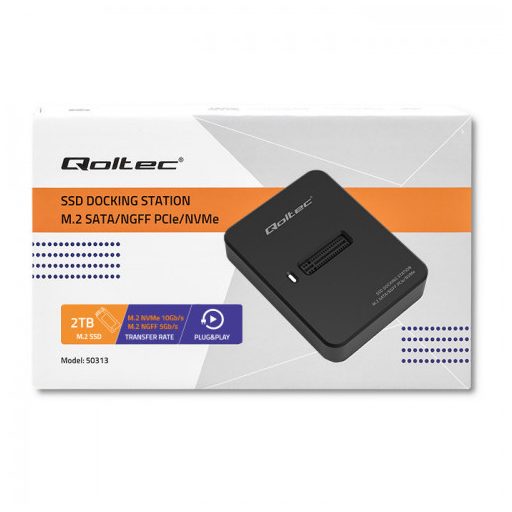 Qoltec 50313 tárolóegység burkolat Külső SSD ház Fekete M.2
