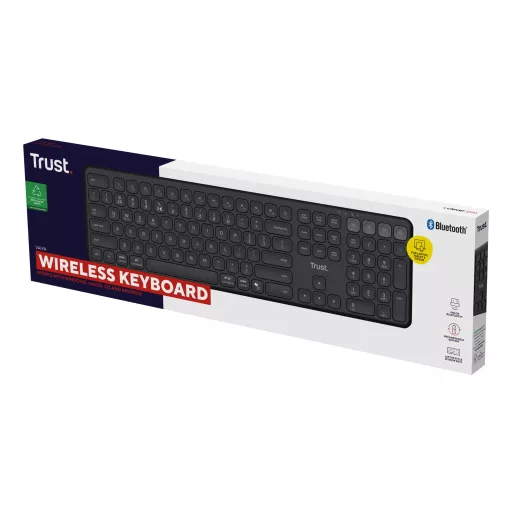 Trust Vaiya billentyűzet Univerzális USB + RF Wireless + Bluetooth Amerikai angol Fekete