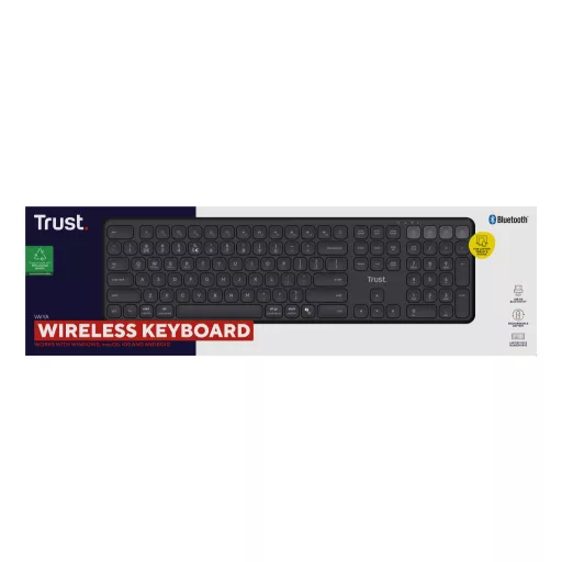 Trust Vaiya billentyűzet Univerzális USB + RF Wireless + Bluetooth Amerikai angol Fekete
