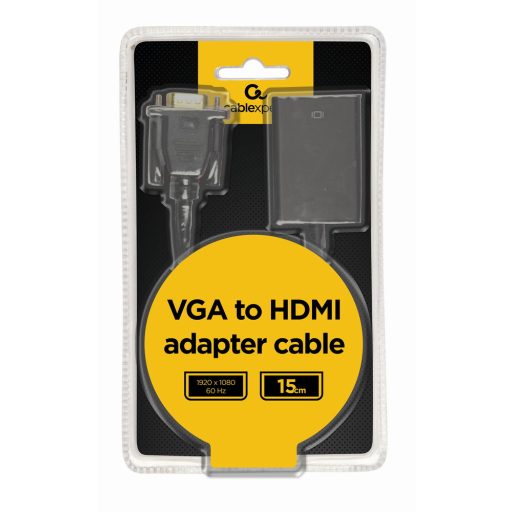 Gembird A-VGA-HDMI-01 video átalakító kábel 0,15 M HDMI A-típus (Standard) VGA (D-Sub) Fekete