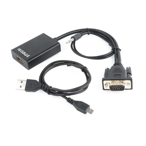 Gembird A-VGA-HDMI-01 video átalakító kábel 0,15 M HDMI A-típus (Standard) VGA (D-Sub) Fekete
