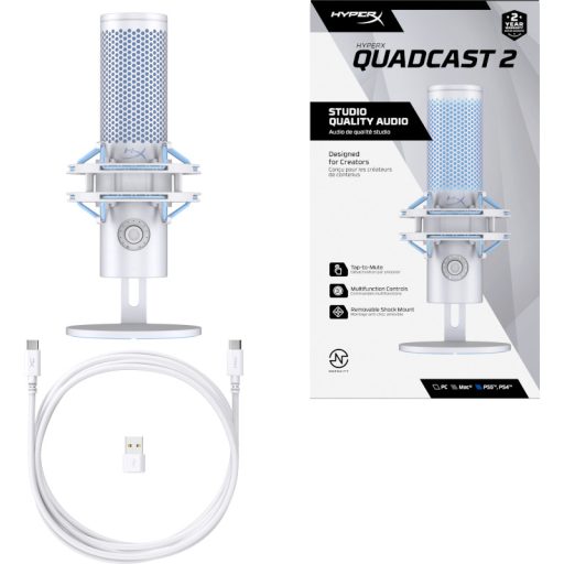 HyperX QuadCast 2 - USB Microphone (Frost) Szürke Asztali mikrofon