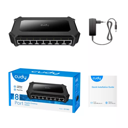 Cudy GS108D hálózati kapcsoló Gigabit Ethernet (10/100/1000) Fekete
